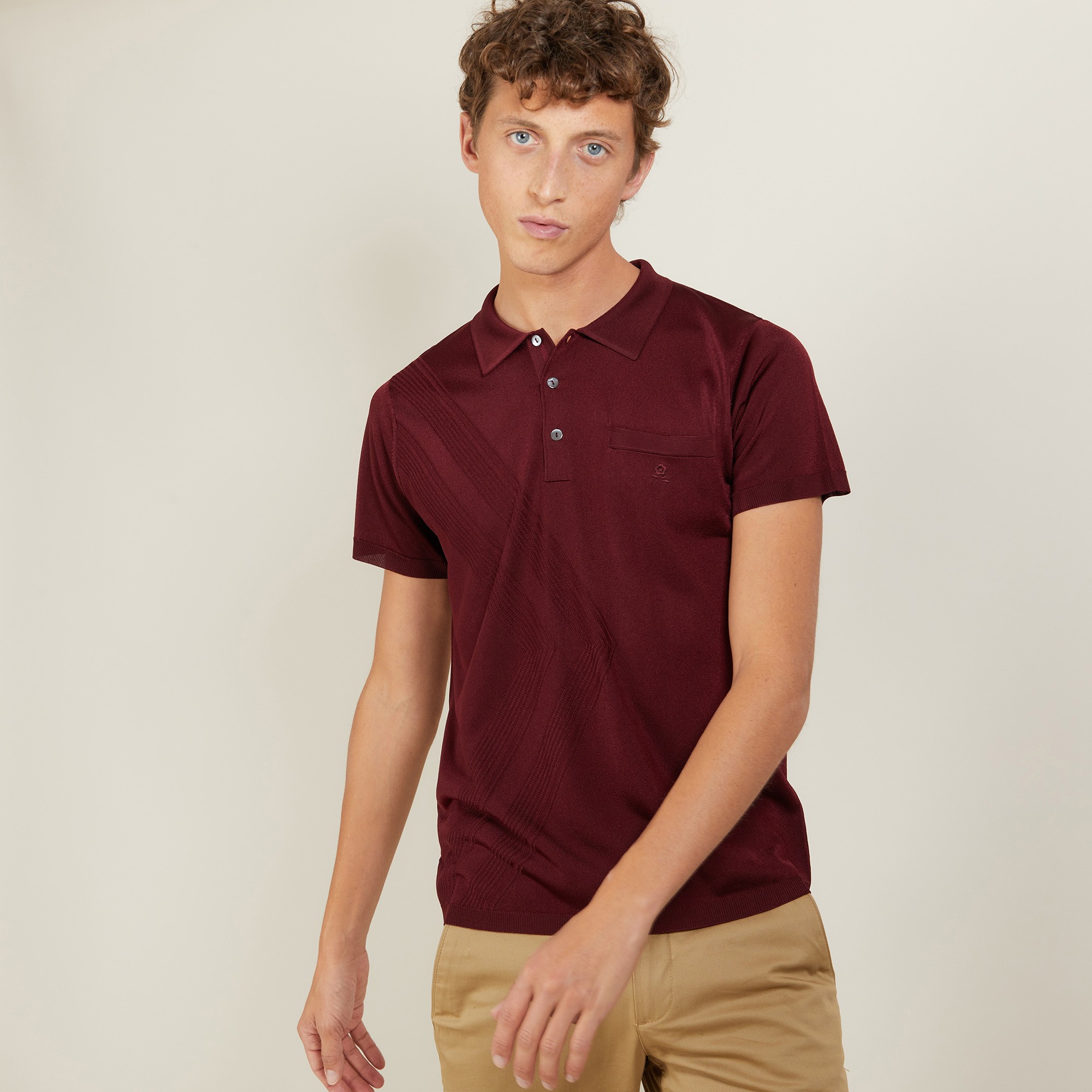 Polo en Fil Lumière à flèches - Billy 4989 bordeaux - 51 Bordeaux