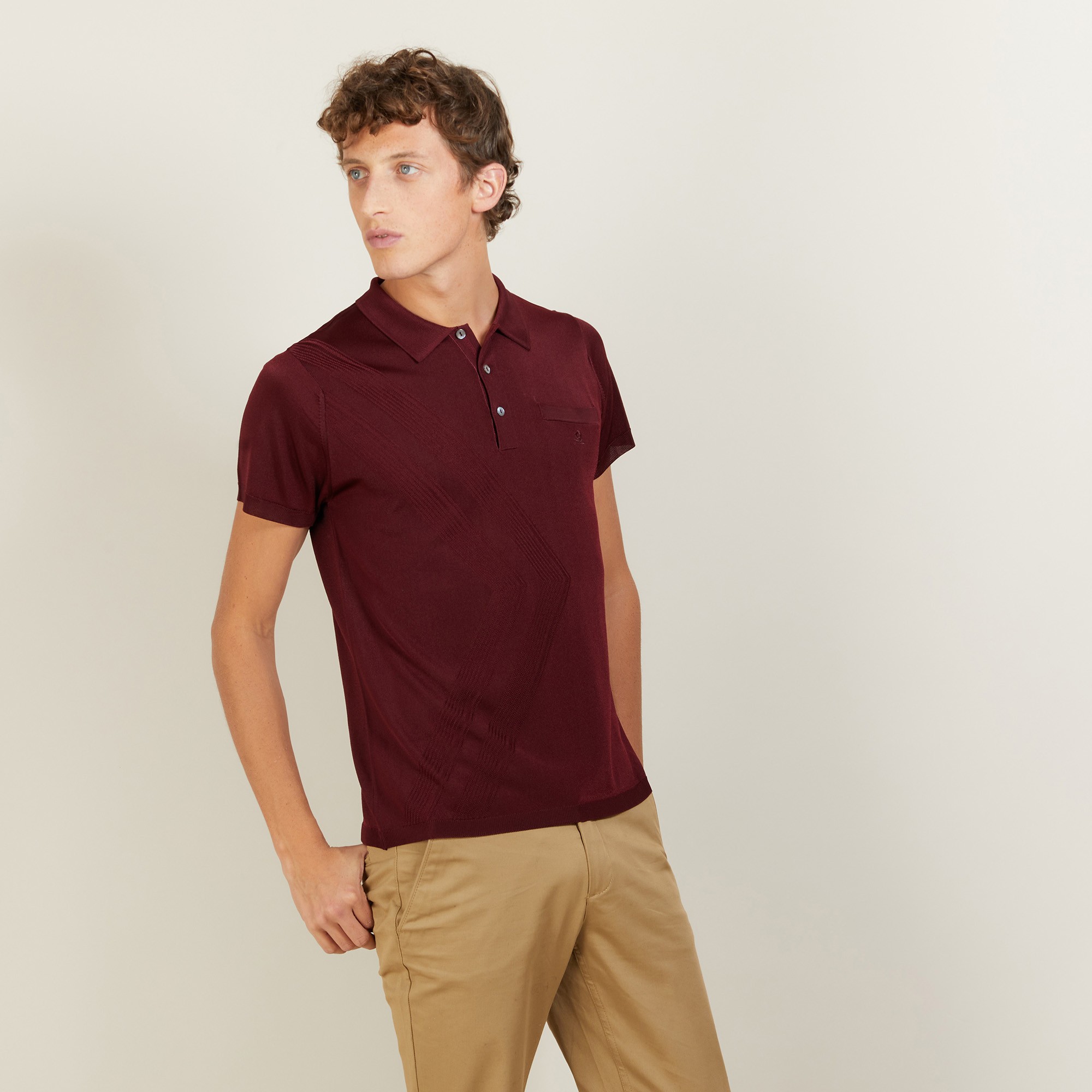 Polo en Fil Lumière à flèches - Billy 4989 bordeaux - 51 Bordeaux