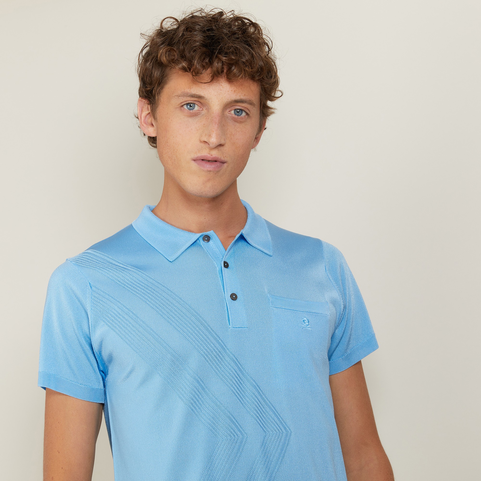 Polo en Fil Lumière à flèches - Billy 2750 perruche - 04 Bleu clair
