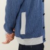 Cardigan bicolore boutonné en laine - Loveo 7158 vapeur/baltique - 06 Bleu moyen