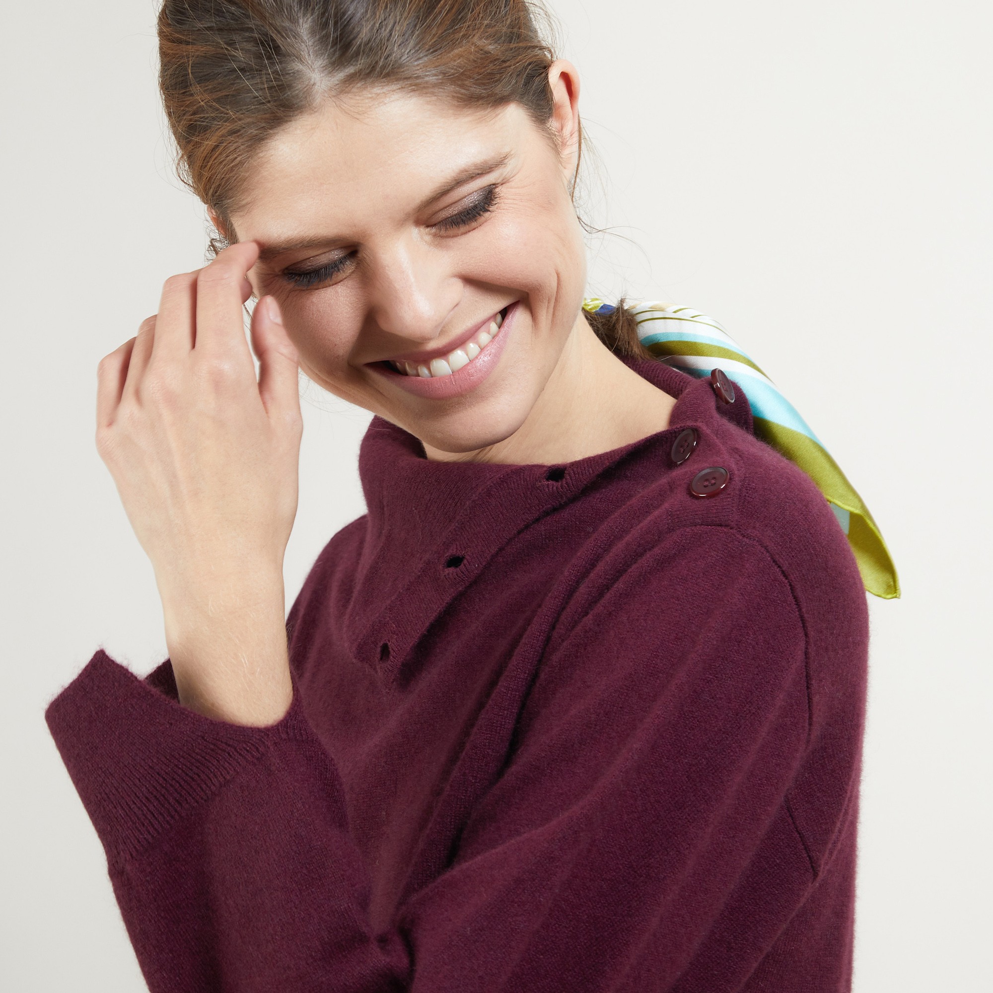 Pull col boutonné en cachemire - Gretel bis 7080 dahlia - 52 Rouge