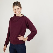 Pull col boutonné en cachemire - Gretel bis 7080 dahlia - 52 Rouge