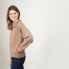 Pull col boutonné en cachemire - Gretel bis 7080 dahlia - 52 Rouge