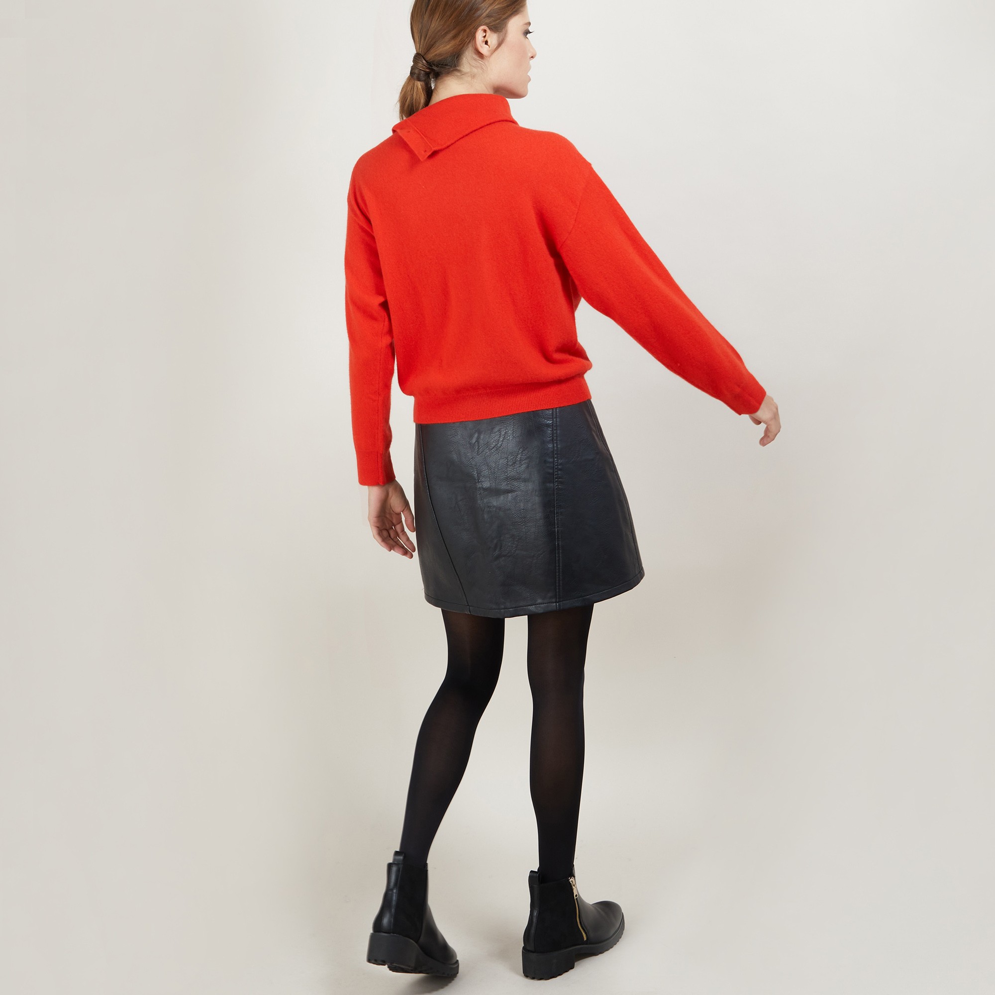 Pull col boutonné en cachemire - Gretel bis 7080 dahlia - 52 Rouge
