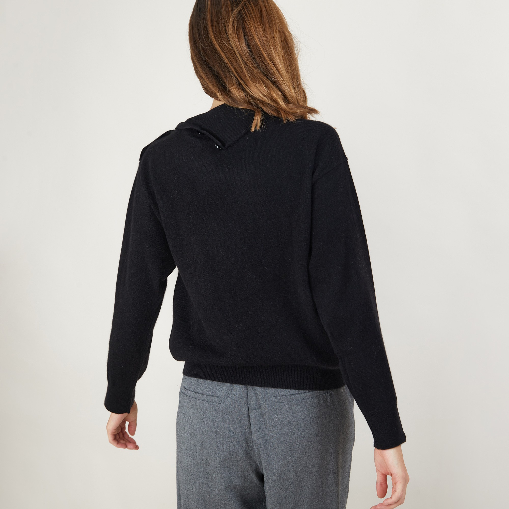 Pull col boutonné en cachemire - Gretel bis 7080 dahlia - 52 Rouge