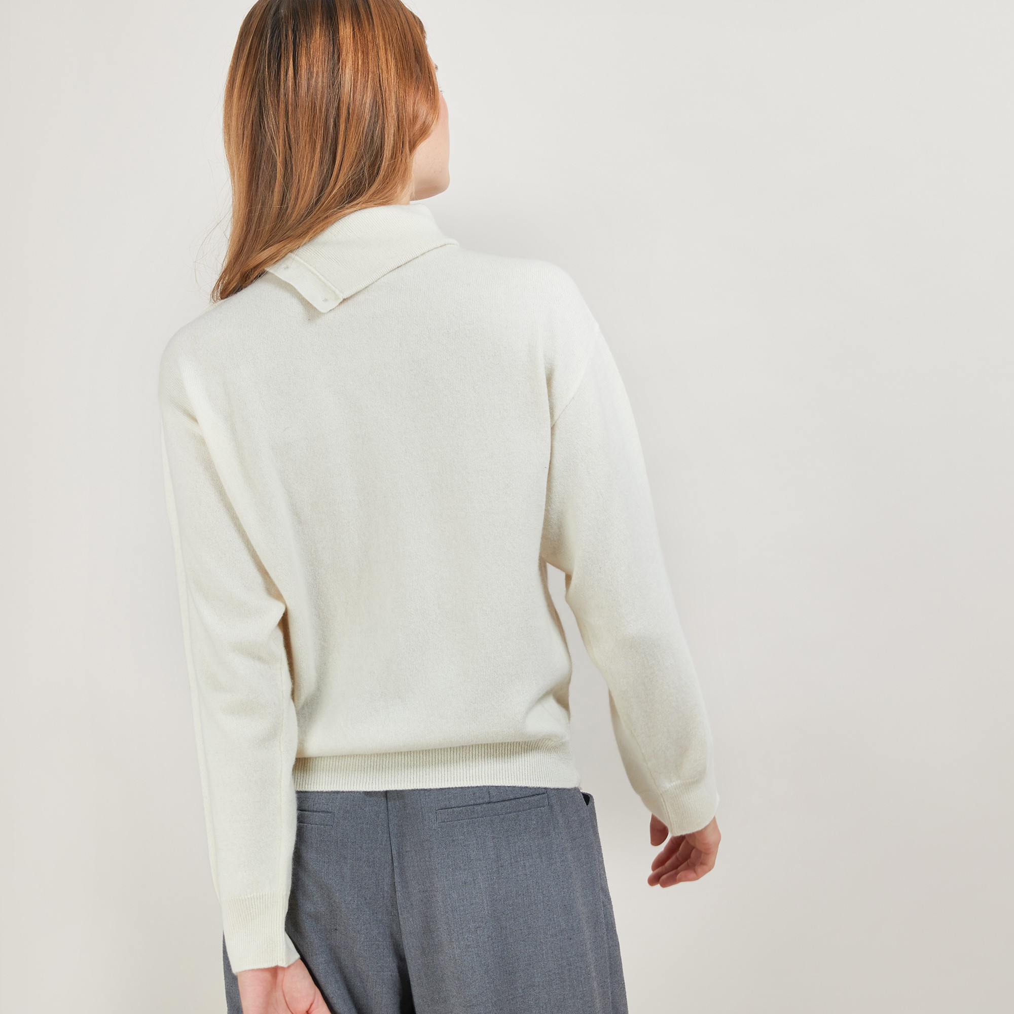Pull col boutonné en cachemire - Gretel bis 7080 dahlia - 52 Rouge