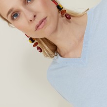 Pull emmanchures marteau en lin cachemire - Bailen 7242 reflet - 04 Bleu clair