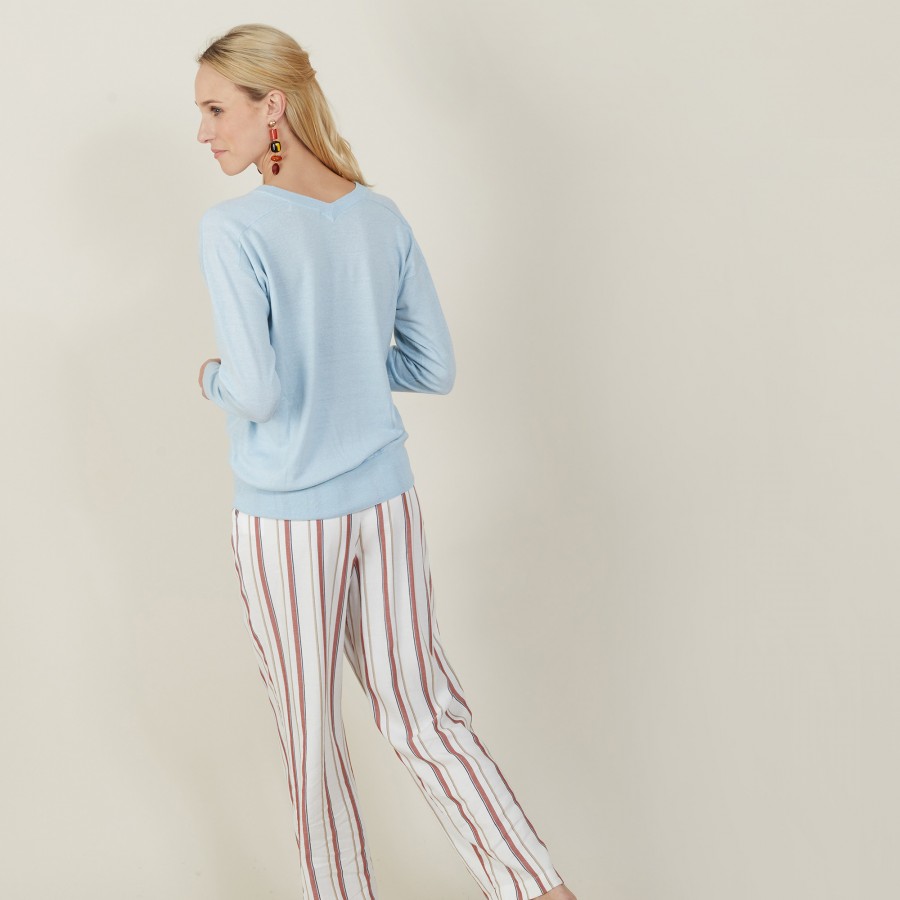 Pull emmanchures marteau en lin cachemire - Bailen