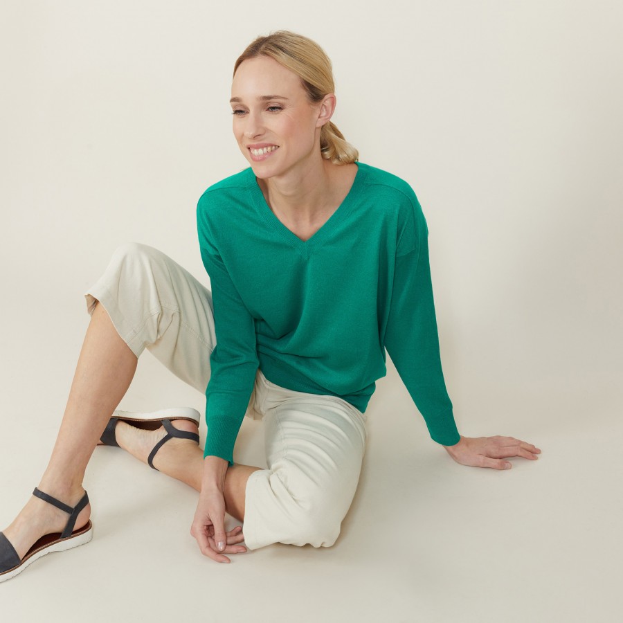 Pull emmanchures marteau en lin cachemire - Bailen