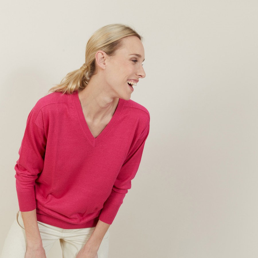 Pull emmanchures marteau en lin cachemire - Bailen