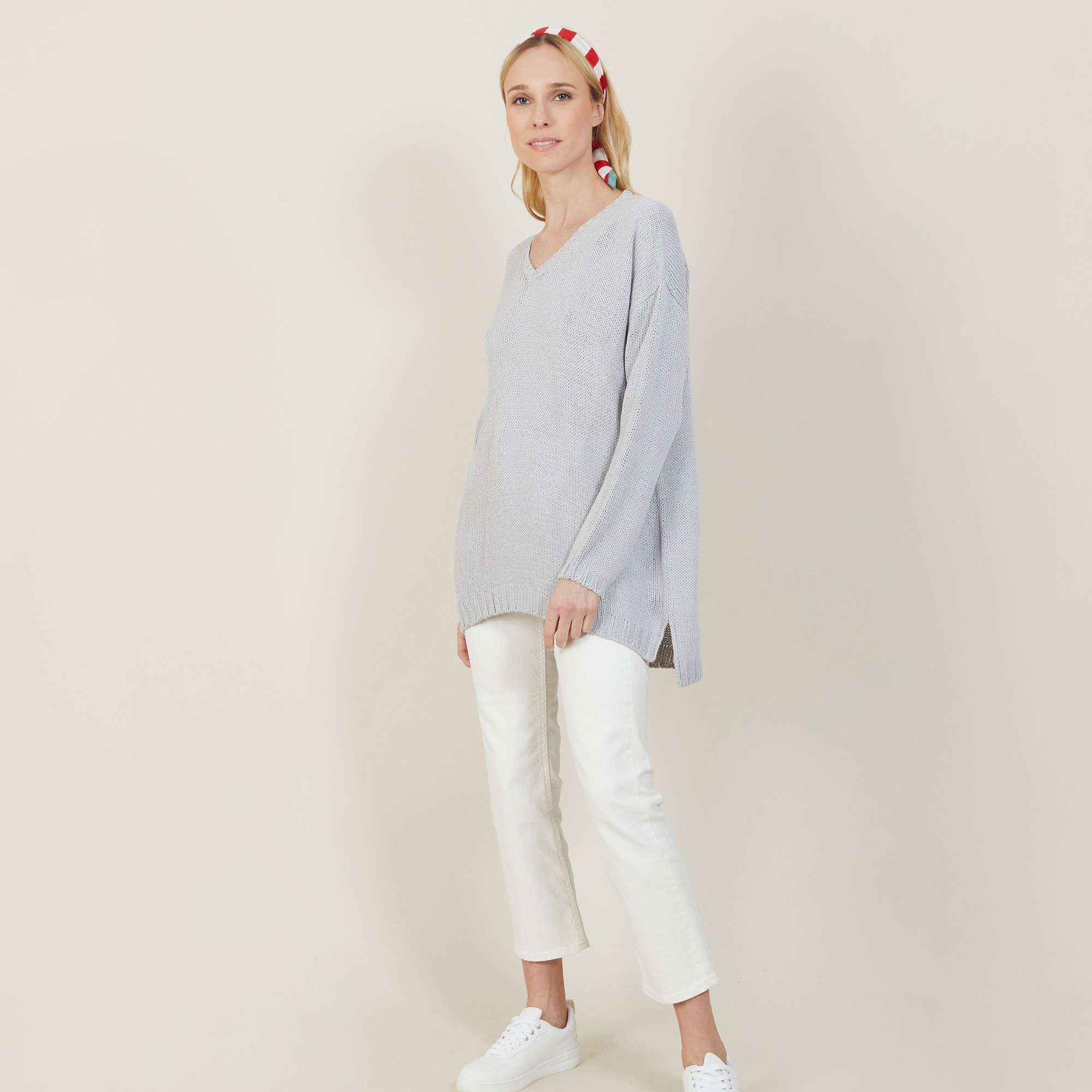 Large chunky knit v-neck sweater - Balata