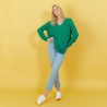Grand pull col v en grosse maille - Balata 7213 givre - 11 Gris clair
