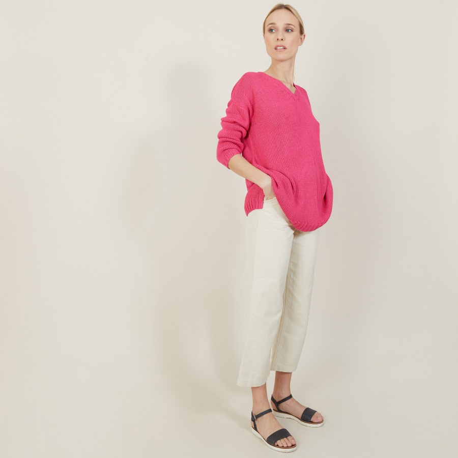 Suéter Tamanho de malha grossa com decote em V - Balata