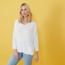 T-shirt ample en lin flammé - Balou 7200 blanc - 02 Blanc