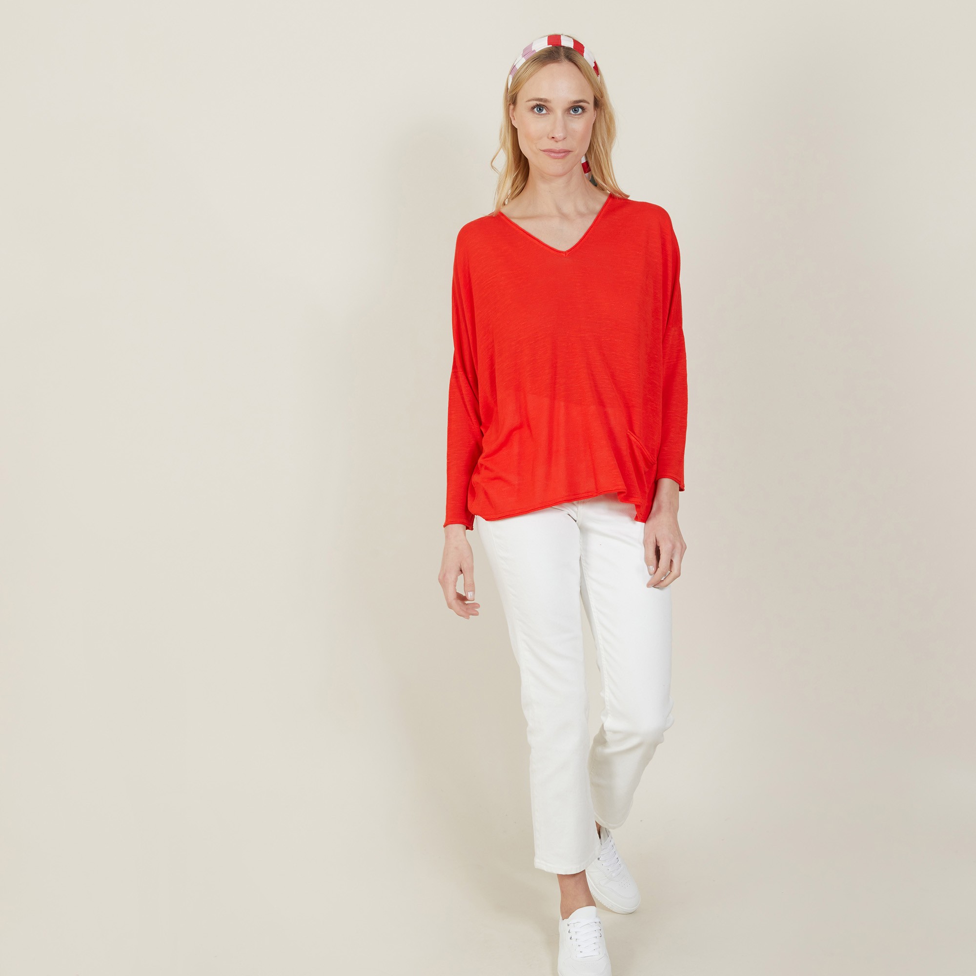 T-shirt ample en lin flammé - Balou 7280 ecarlate - 52 Rouge
