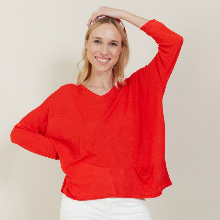 Camiseta folgada de linho com estampa slub - Balou