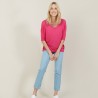 T-shirt ample col rond en lin flammé - Mairena 7283 corolle - 91 Fuchsia