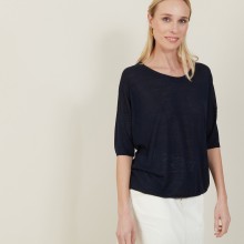 Loose round-neck slub linen T-shirt - Mairena