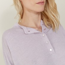 Pull col boutonné en lin cachemire - Naza 7281 poudre - 24 Rose clair