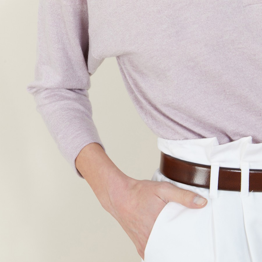 Cashmere linen sweater with button-down collar - Naza