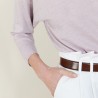 Pull col boutonné en lin cachemire - Naza 7281 poudre - 24 Rose clair