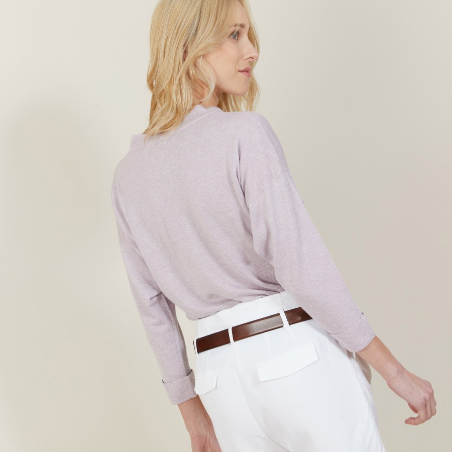 Cashmere linen sweater with button-down collar - Naza