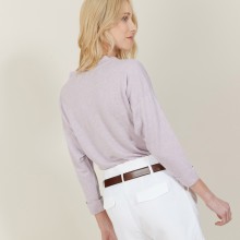 Pull col boutonné en lin cachemire - Naza 7281 poudre - 24 Rose clair