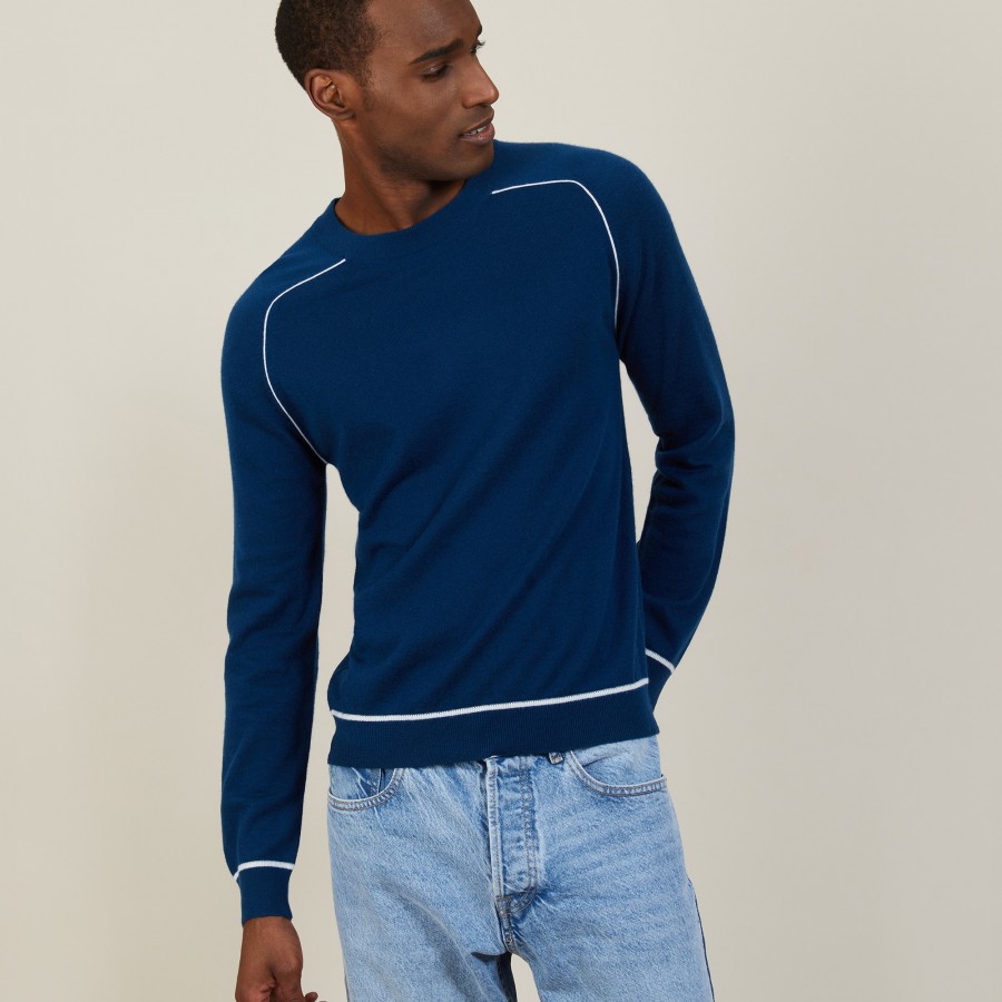 Pull col rond bicolore en cachemire light - Percy