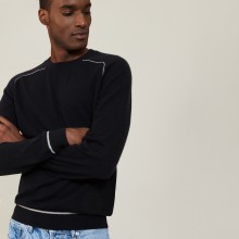 Two-tone round neck sweater in light cashmere - Percy