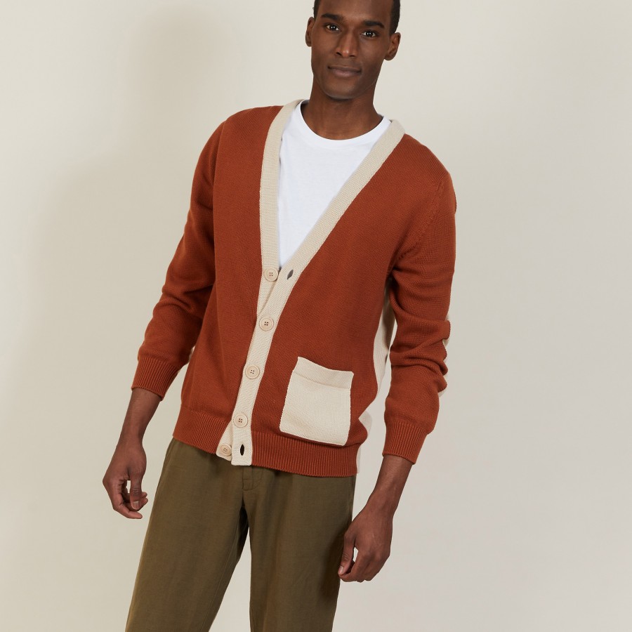 Two-tone cardigan in large cotton - Pierra