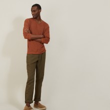Slub linen T-shirt with Tunisian collar - Blayne