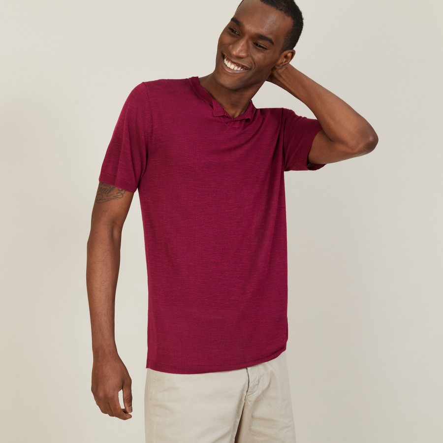 Slub linen t-shirt with Tunisian collar - Barakae