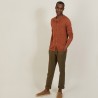 Chemise boutonné en lin flammé - Blason 7230 epice - 46 Marron clair