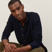 Chemise boutonné en lin flammé - Blason 7240 marine - 05 Bleu marine