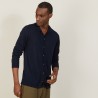 Chemise boutonné en lin flammé - Blason 7240 marine - 05 Bleu marine