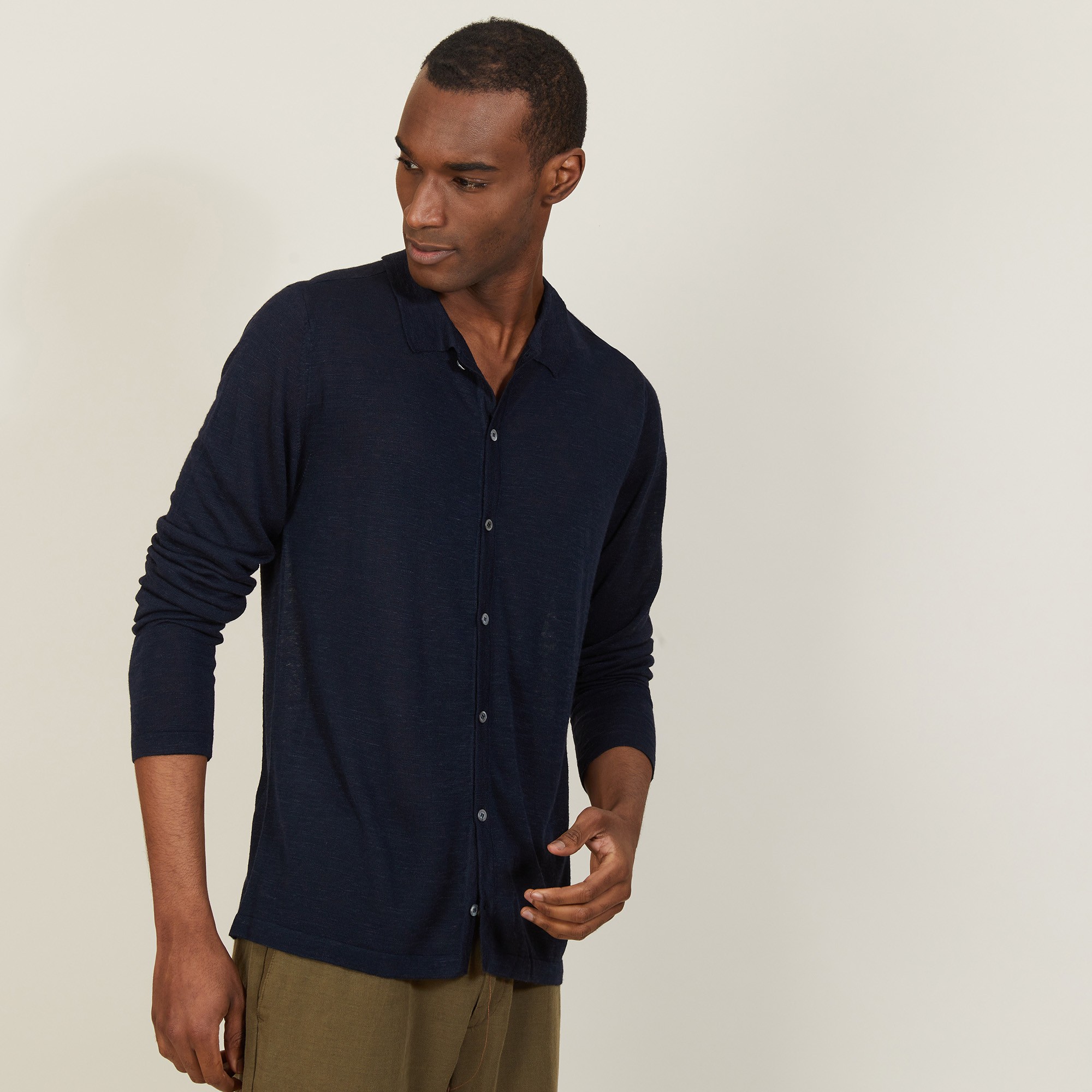 Slub linen button-down shirt - Blason