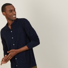 Chemise boutonné en lin flammé - Blason 7240 marine - 05 Bleu marine