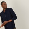 Chemise boutonné en lin flammé - Blason 7240 marine - 05 Bleu marine