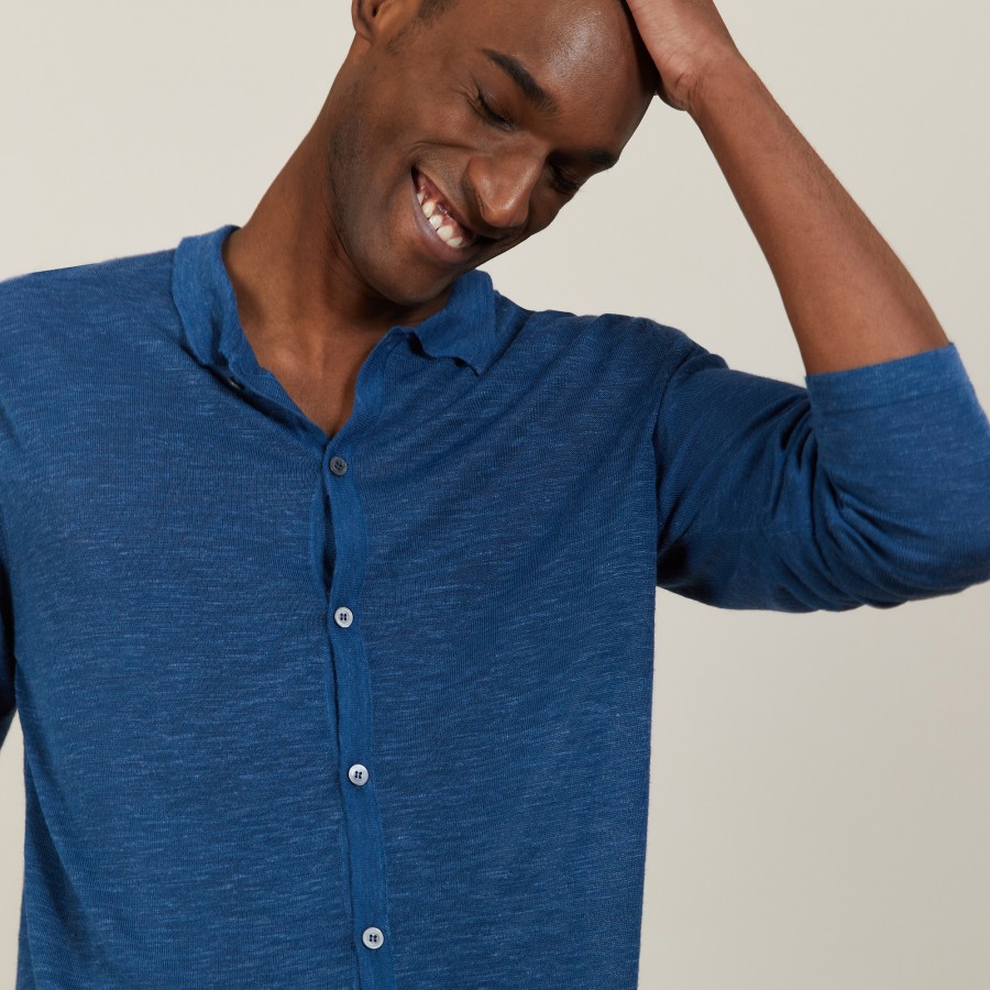 Slub linen button-down shirt - Blason