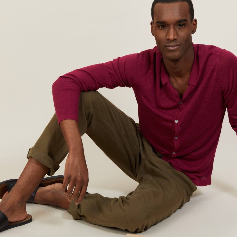 Chemise boutonnée en lin flammé - Blason