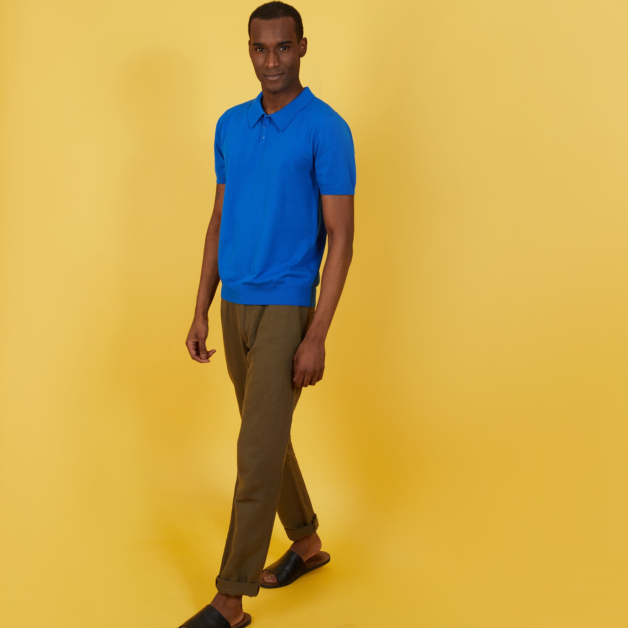 Polo uni en coton sec - Bank 7243 cascade - 48 Bleu roi
