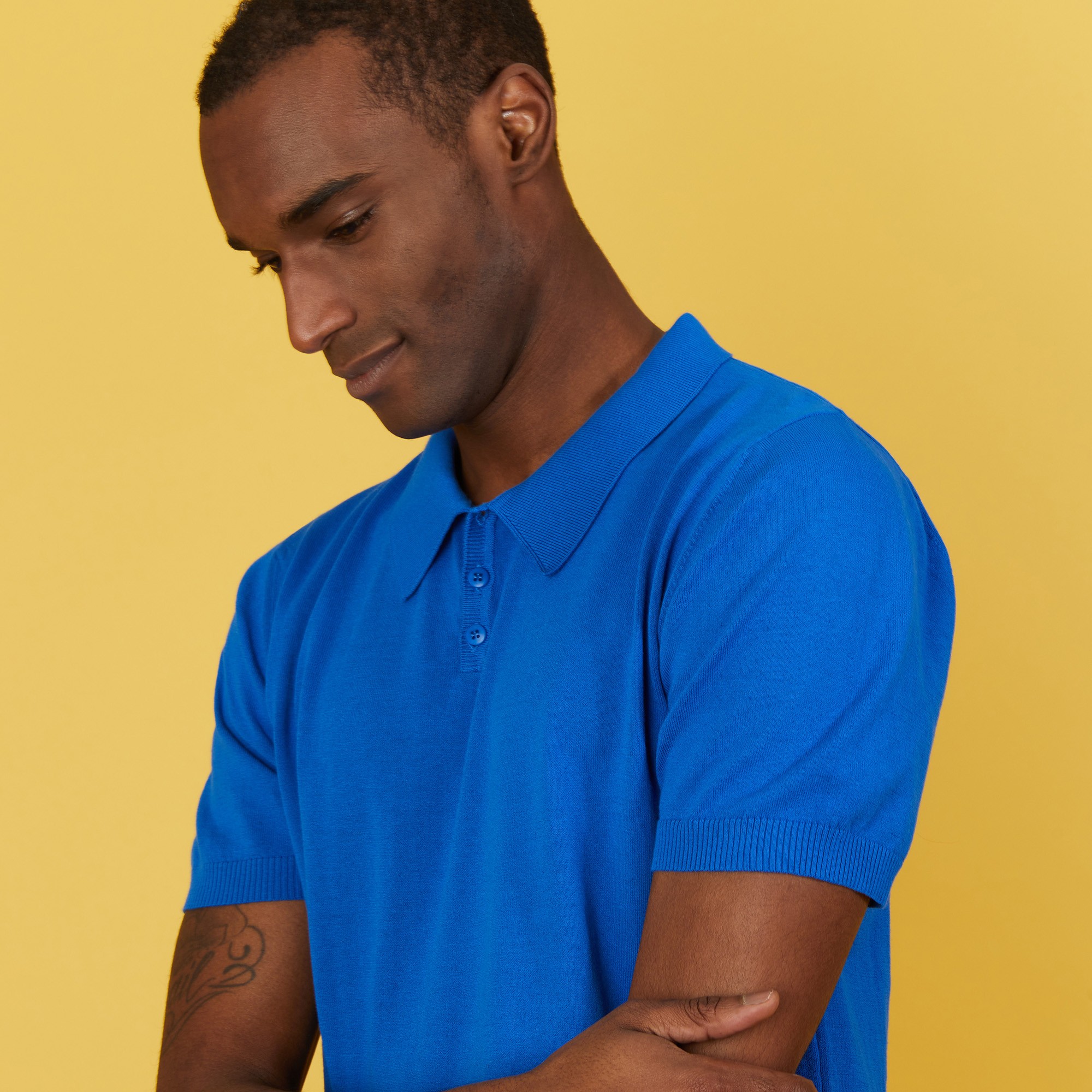 Polo uni en coton sec - Bank 7243 cascade - 48 Bleu roi