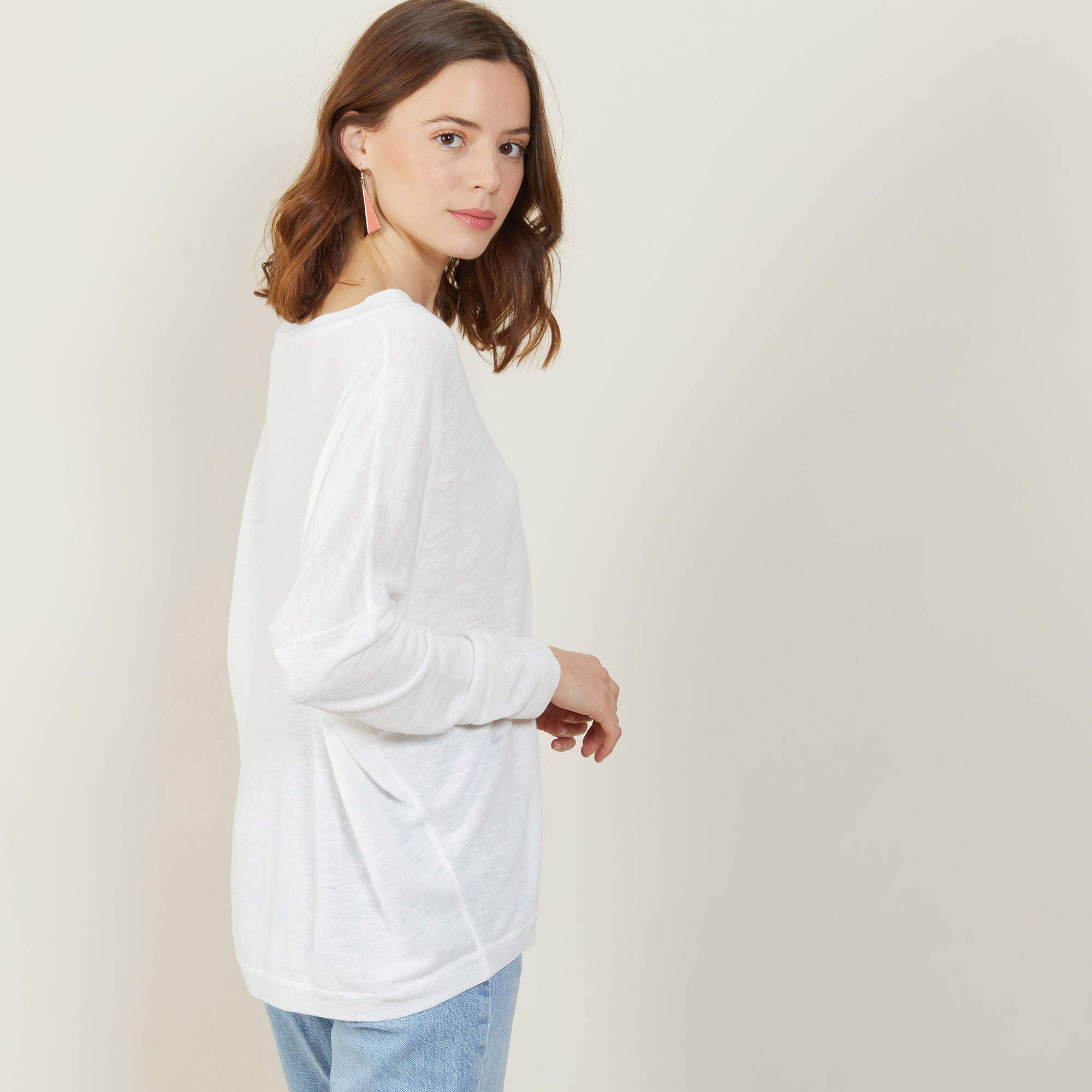 Loose-fit slub linen V-neck T-shirt - Beja