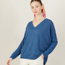 Loose-fit slub linen V-neck T-shirt - Beja