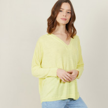 Loose-fit slub linen V-neck T-shirt - Beja