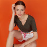 Slub linen t-shirt with Tunisian collar - Boheme