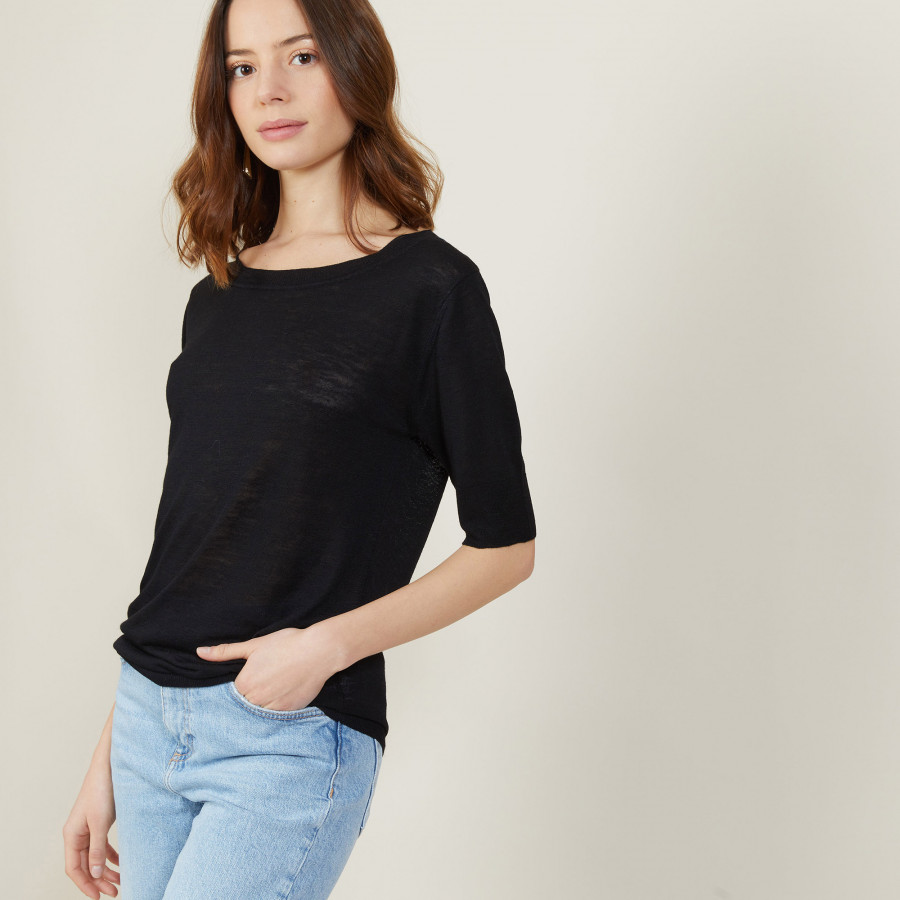 Round-neck slub linen T-shirt - Bonni