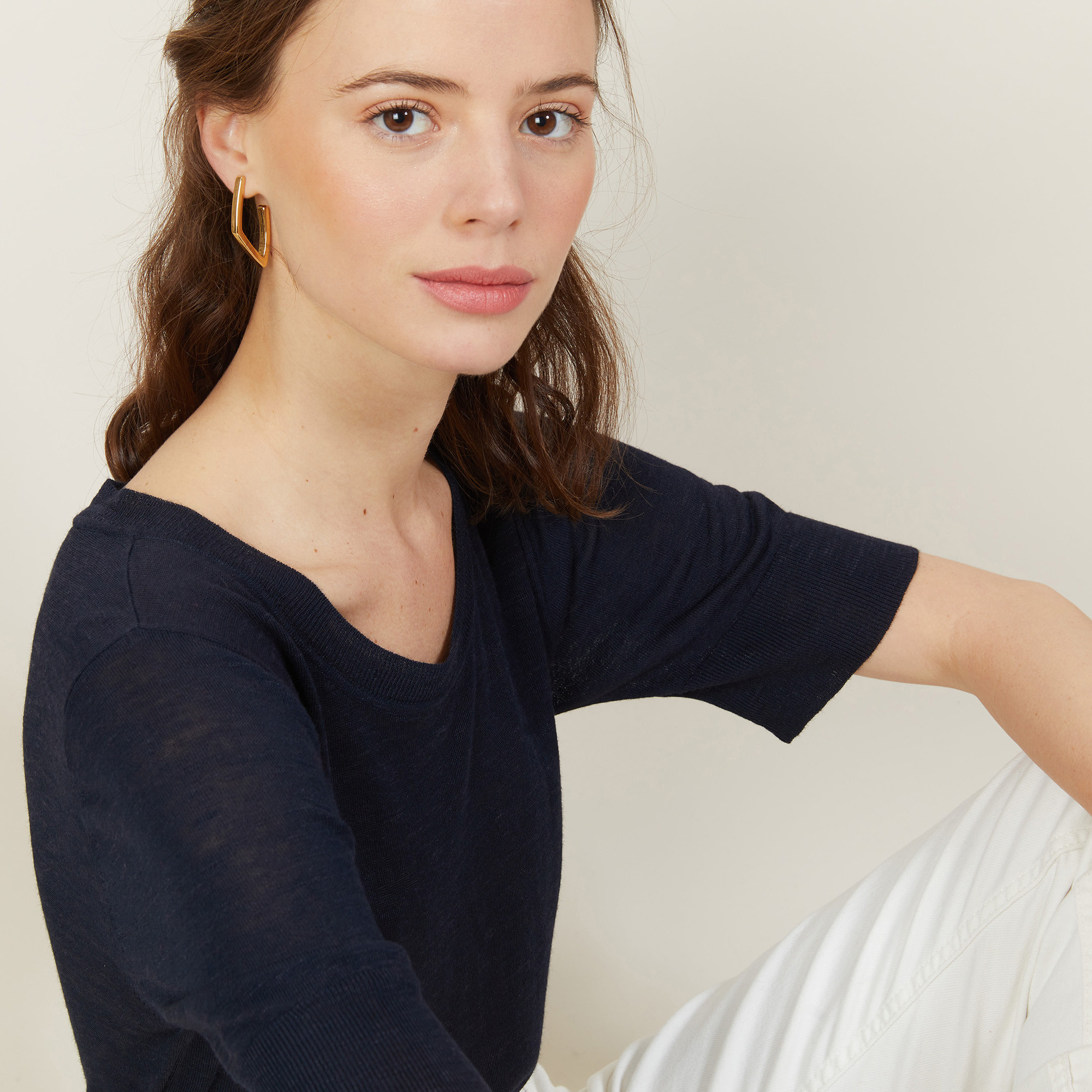 T-shirt col rond en lin flammé - Bonnie 7280 ecarlate - 52 Rouge