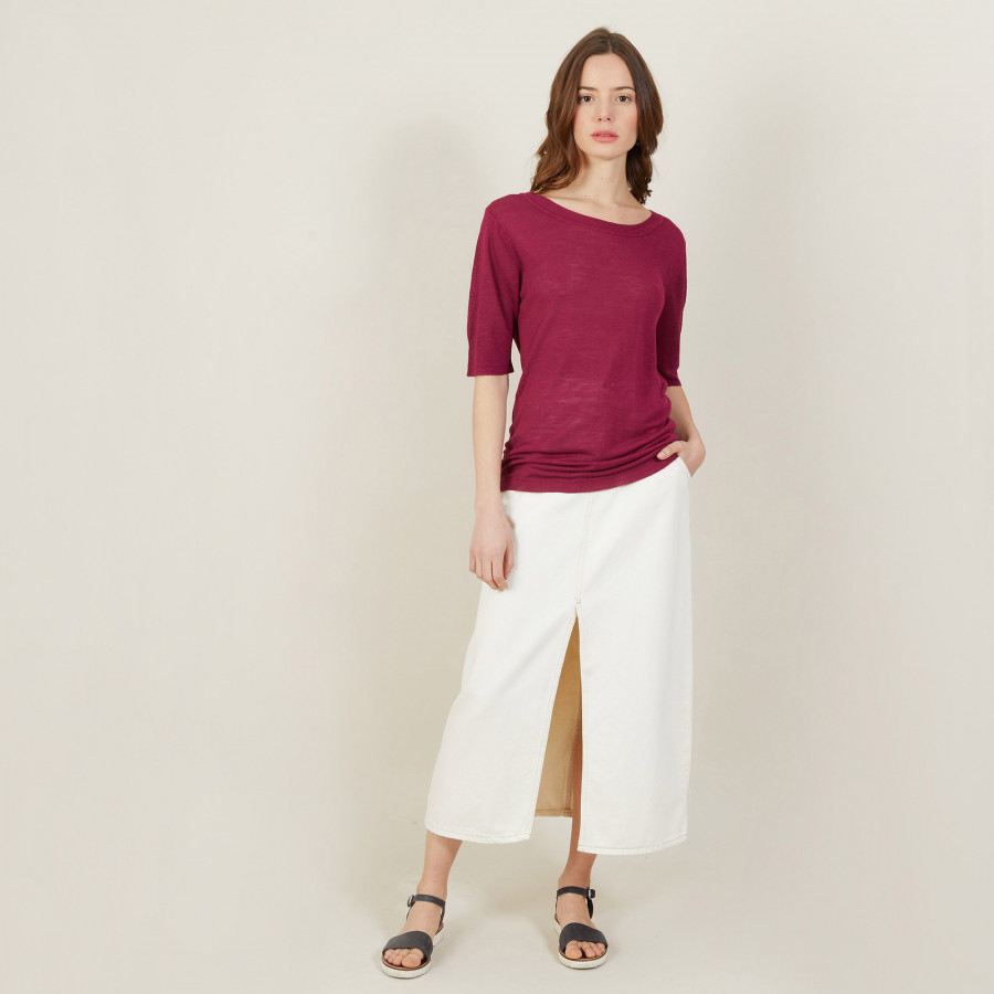 Round-neck slub linen T-shirt - Bonni