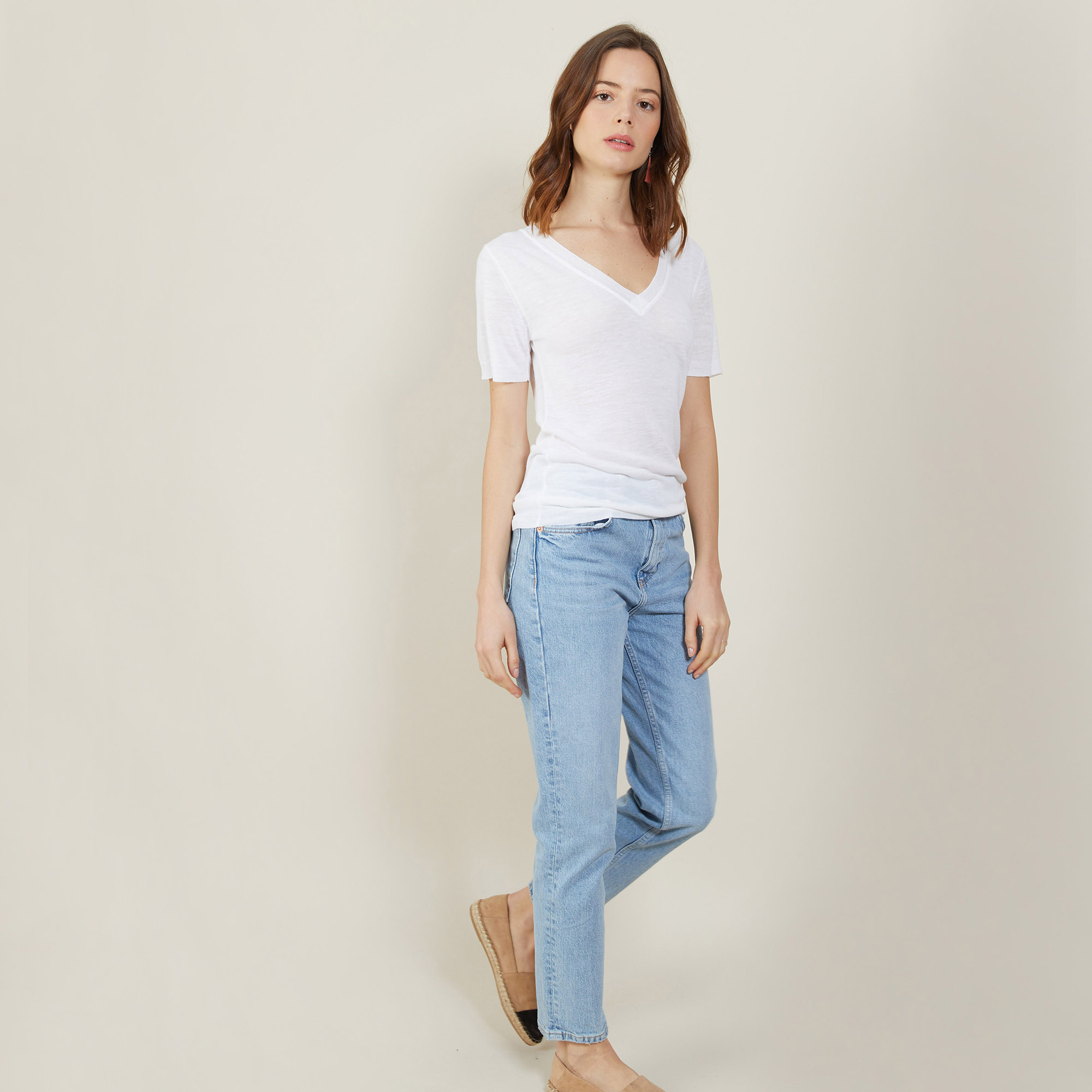 Slub linen V-neck T-shirt - Bountie